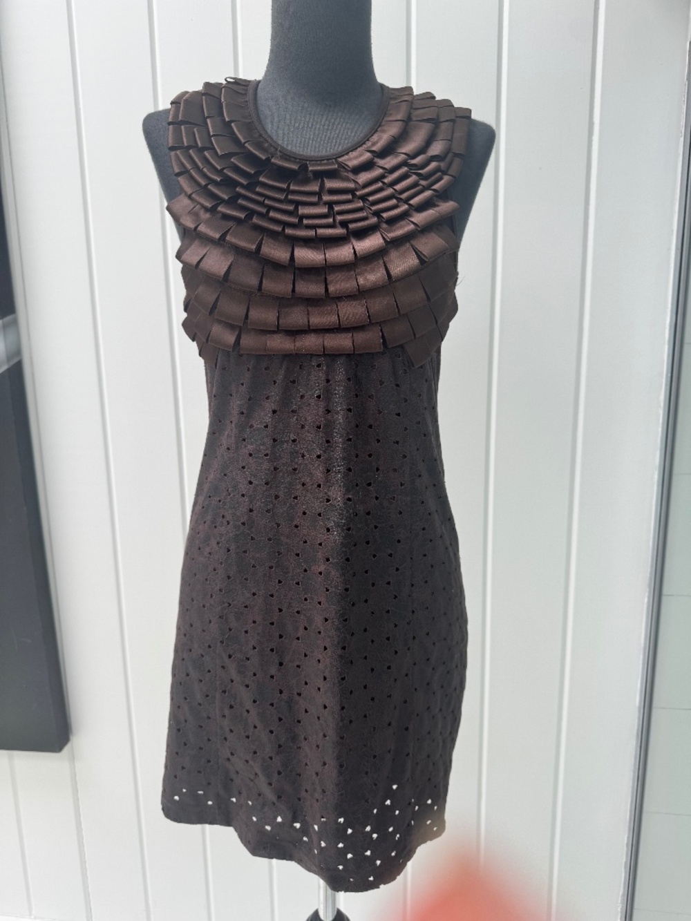 BLUMARINE BROWN RUFFLE MINI DRESS SMALL